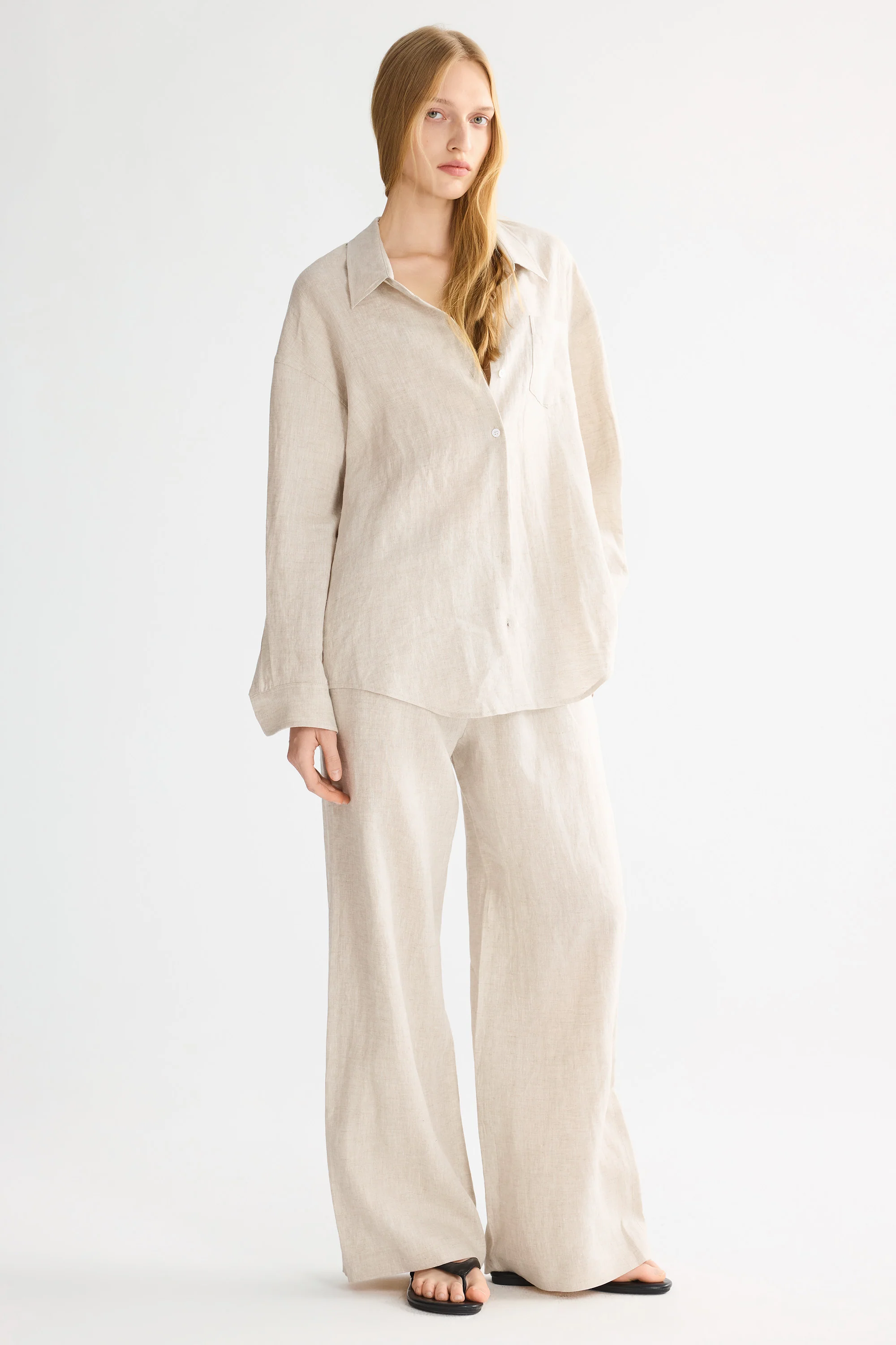 Oversized Linen Button-Up Shirt - Image 11