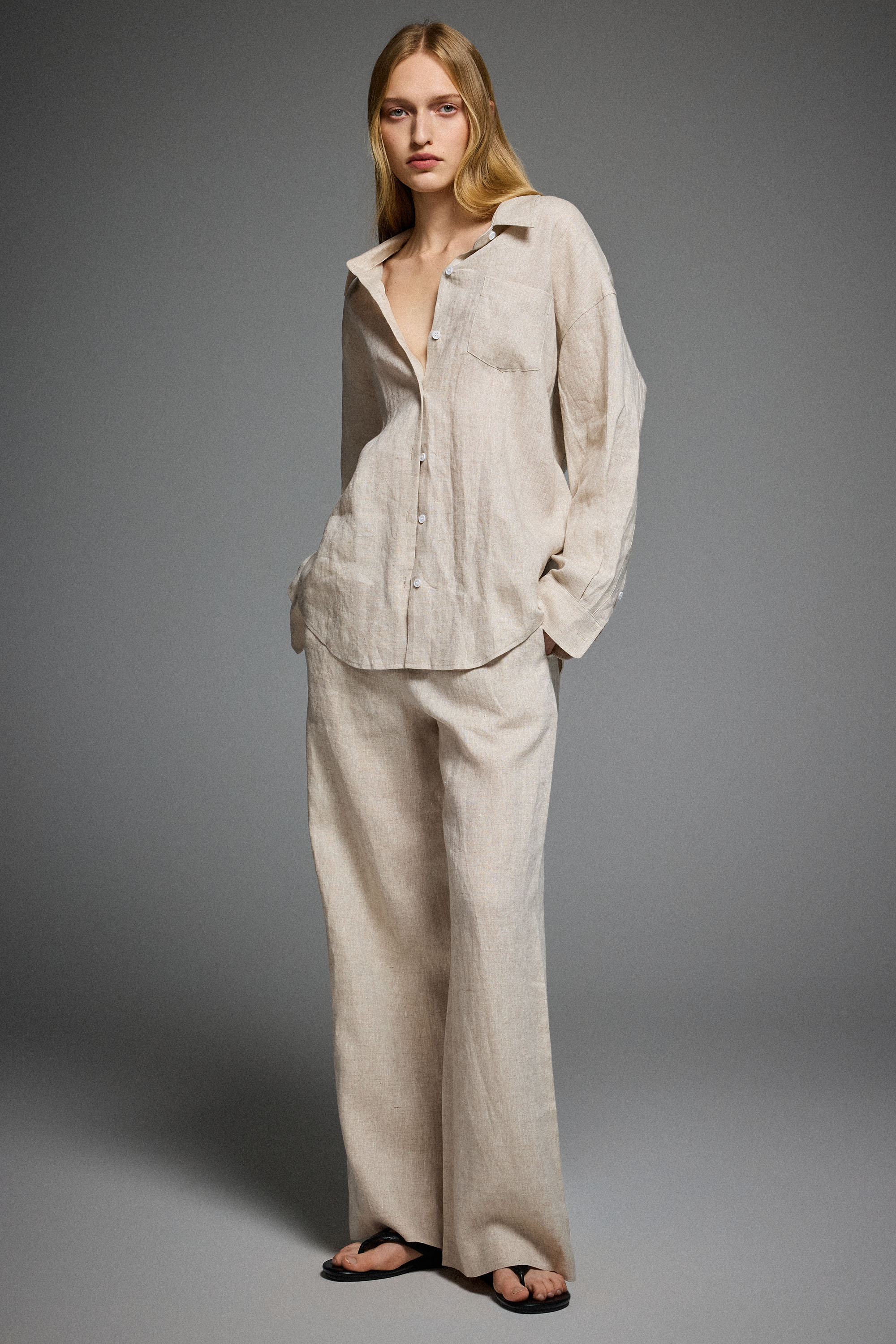 Oversized Linen Button-Up Shirt - Image 20