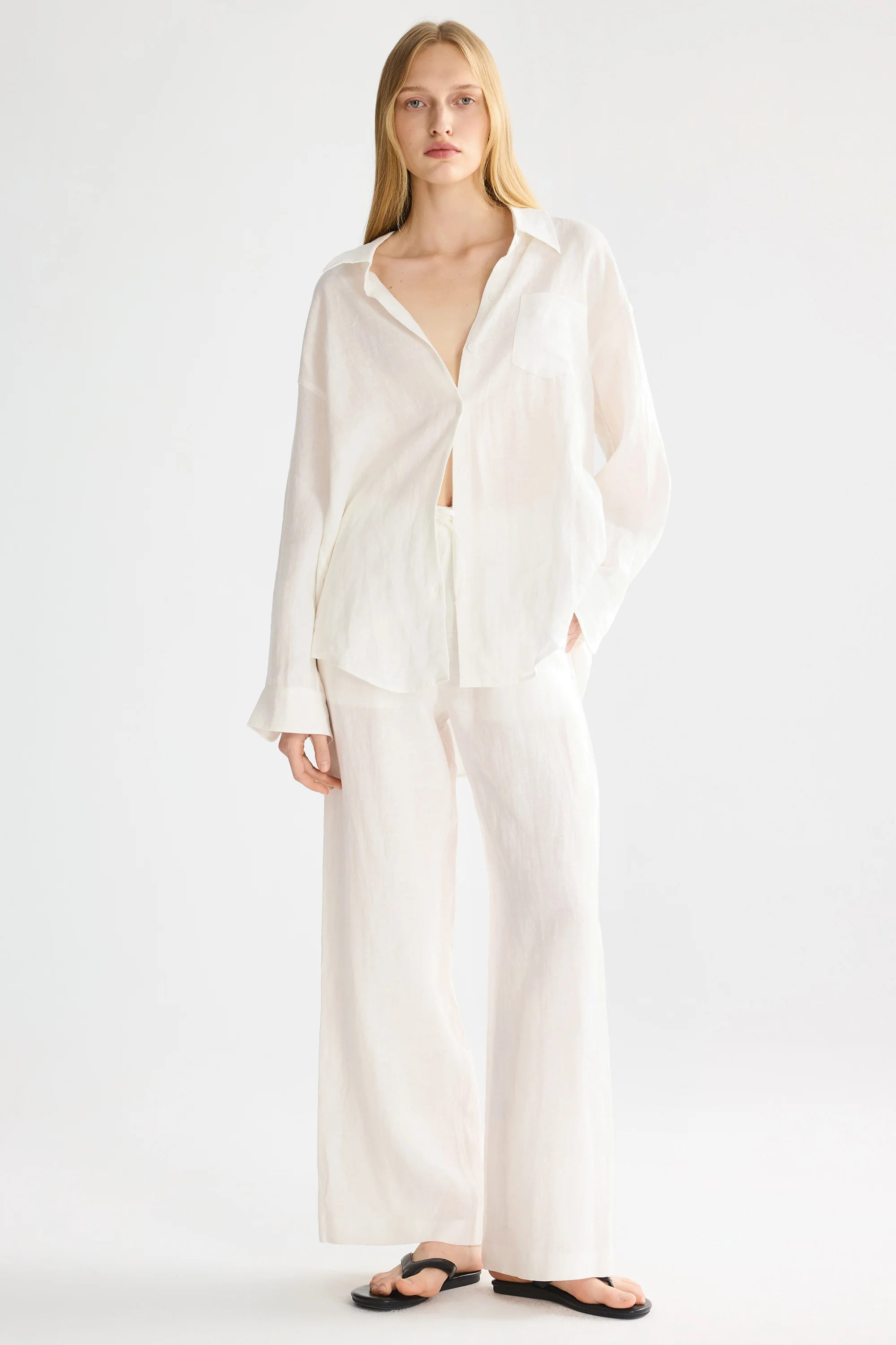 Oversized Linen Button-Up Shirt - Image 37