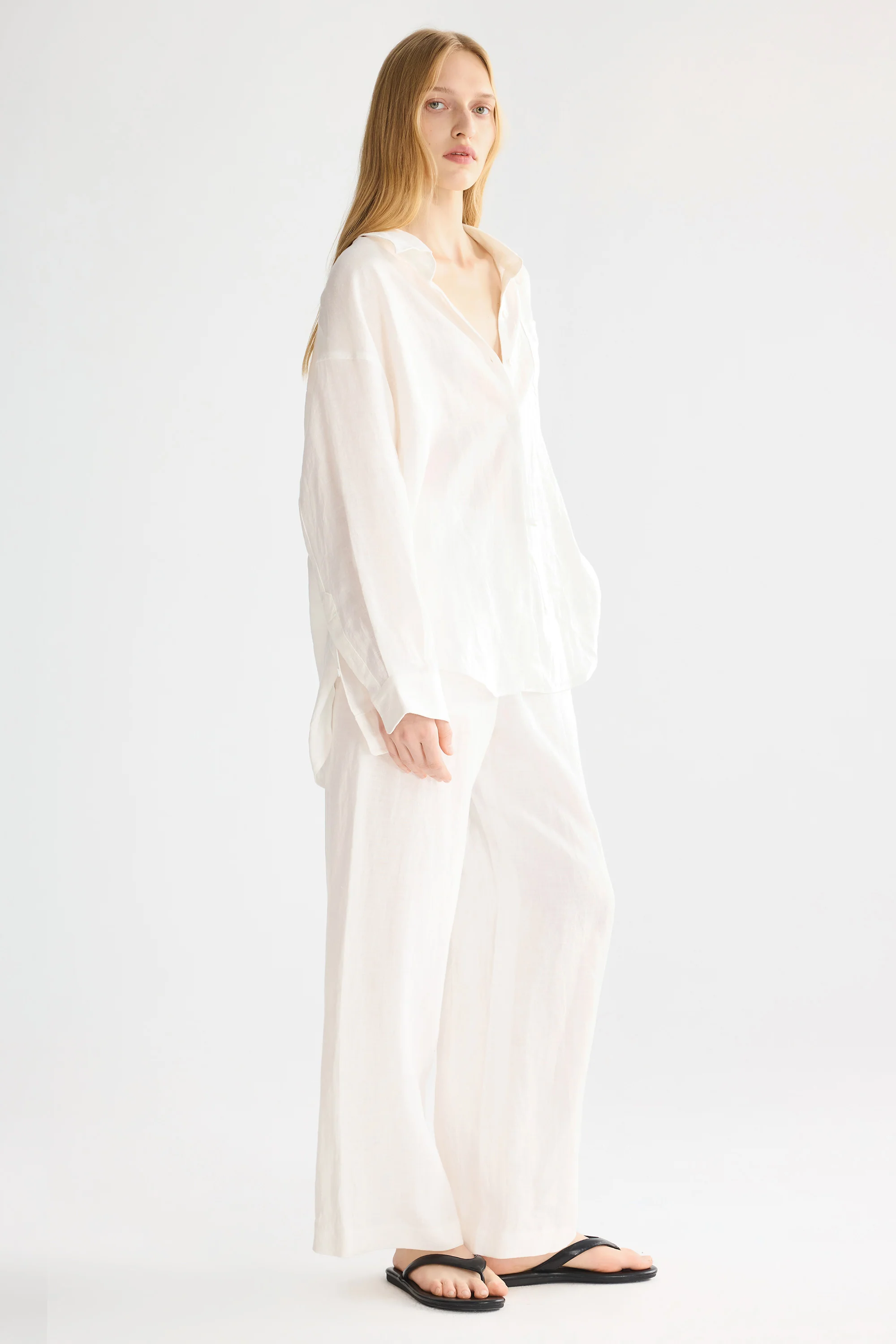 Oversized Linen Button-Up Shirt - Image 39
