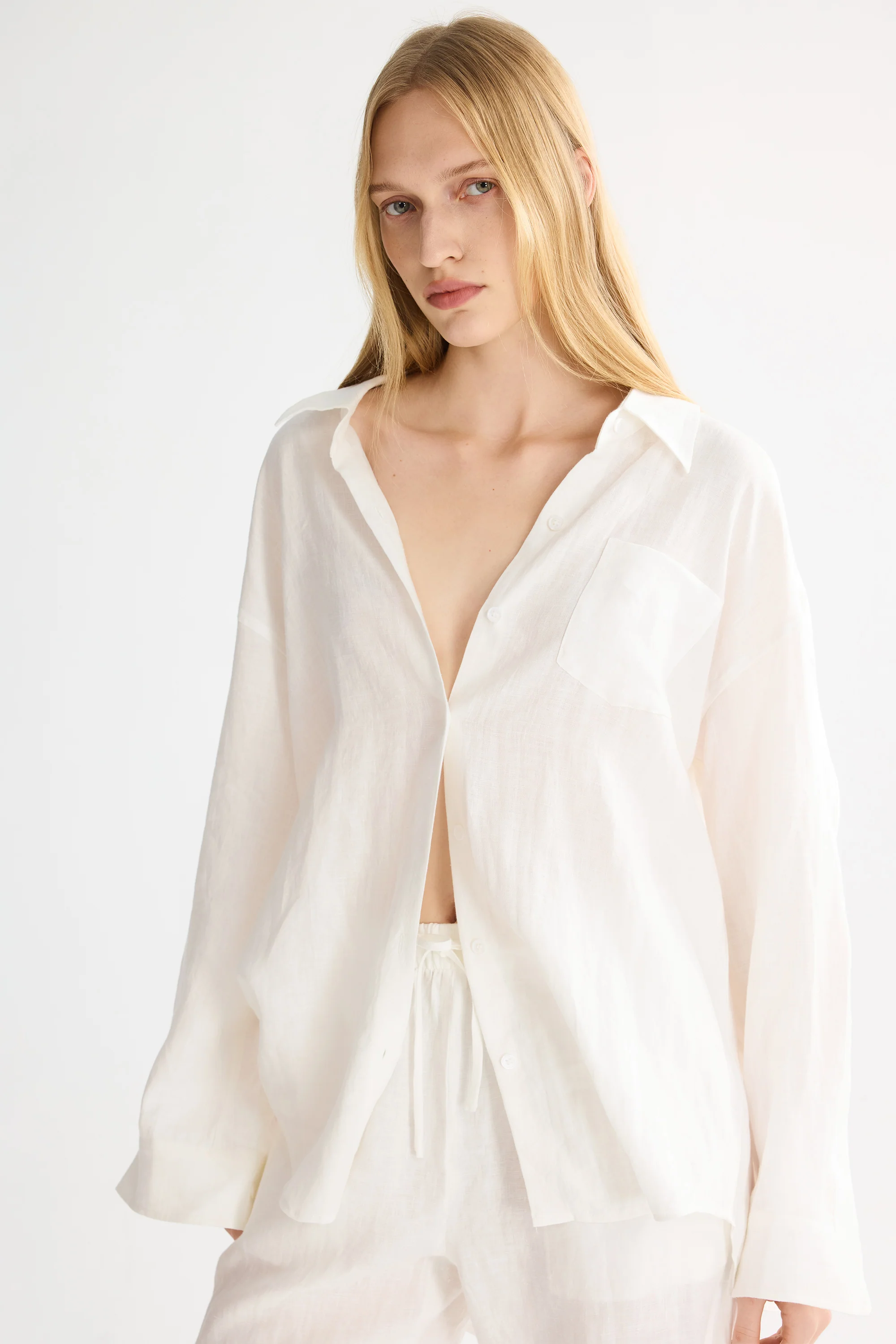 Oversized Linen Button-Up Shirt - Image 40