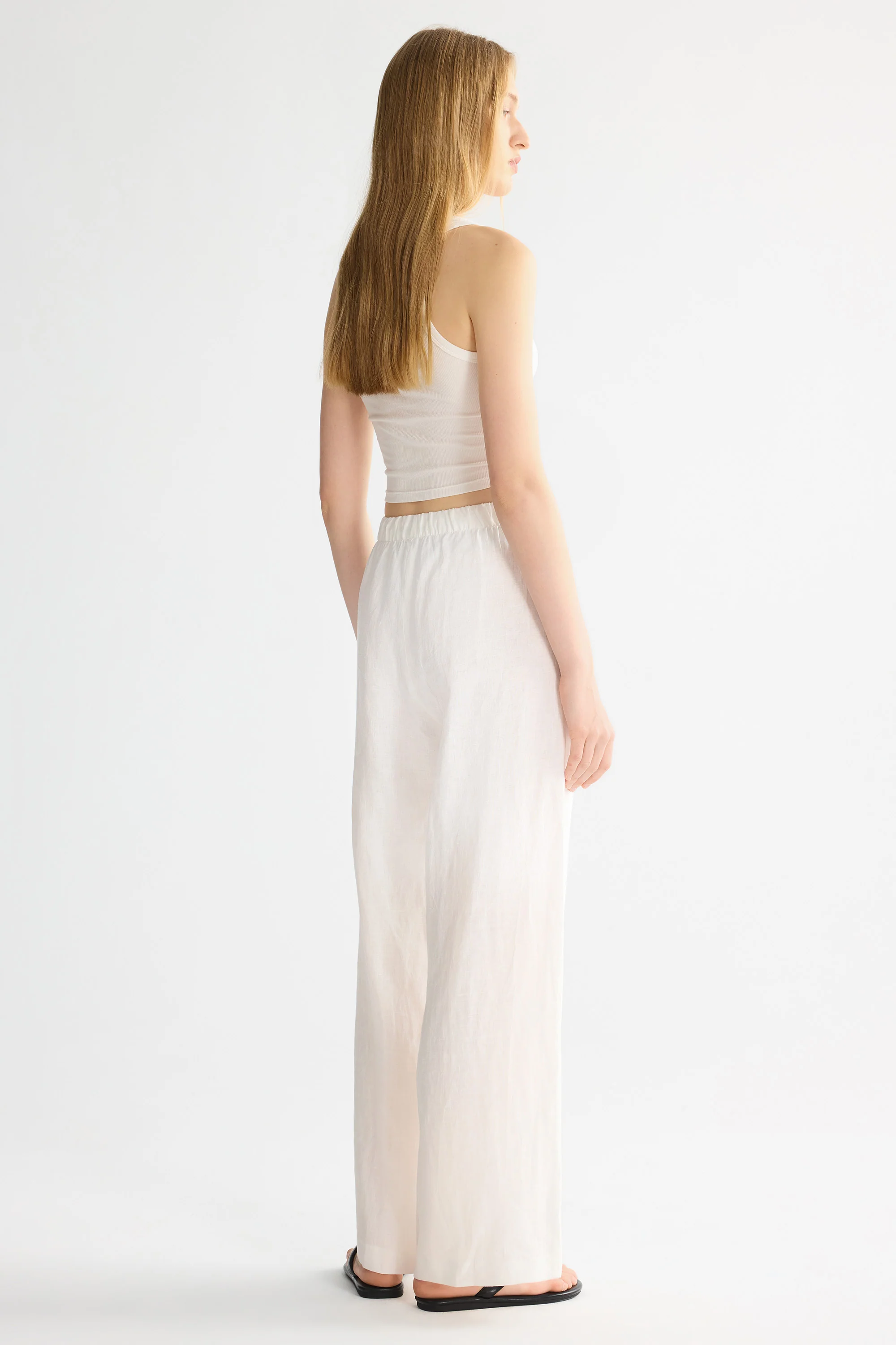 Oversized Linen Wide-Leg Drawstring Pants - Image 37