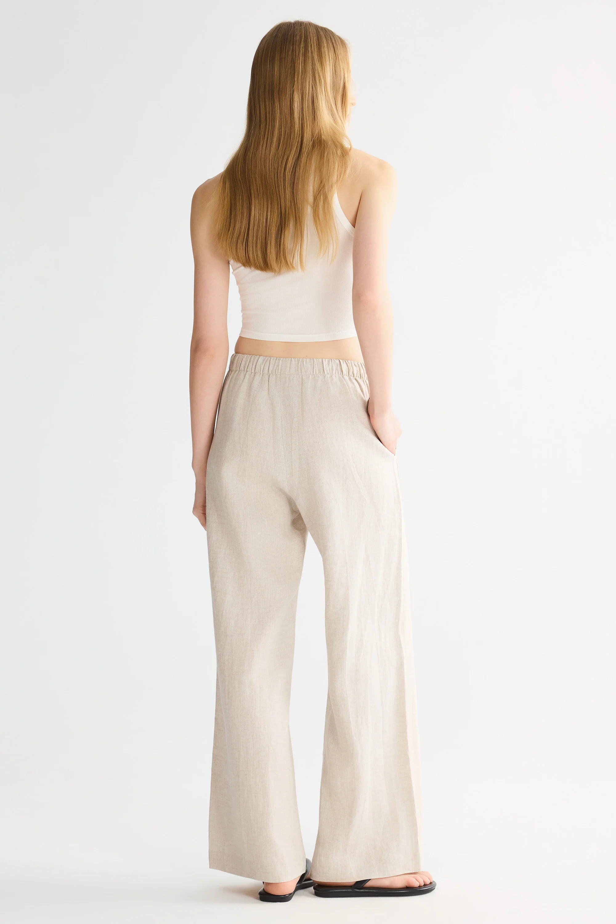 Oversized Linen Wide-Leg Drawstring Pants - Image 5