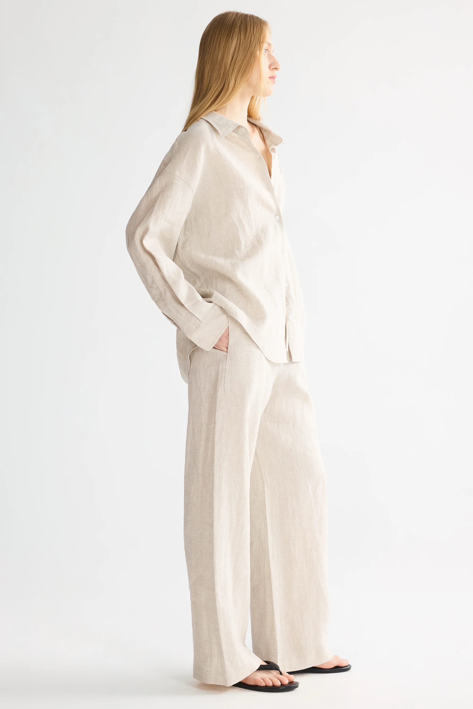 Oversized Linen Wide-Leg Drawstring Pants - Image 7
