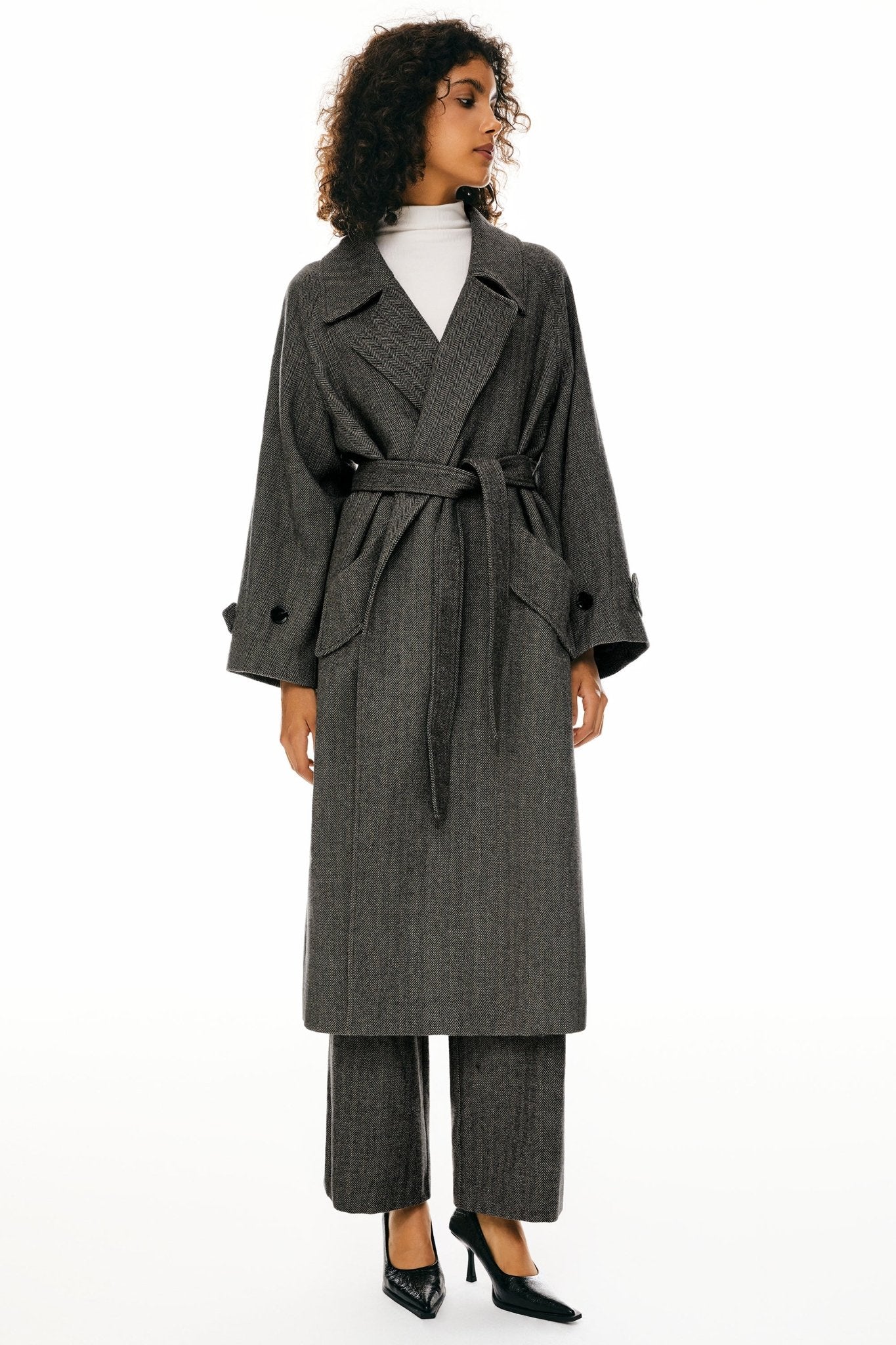 Oversized Wool Wrap Coat - Image 8