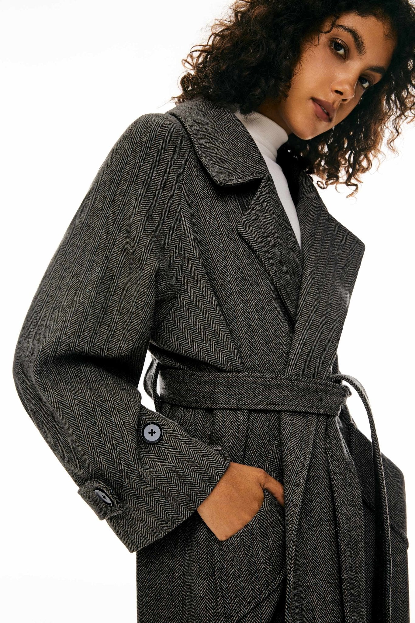 Oversized Wool Wrap Coat - Image 9