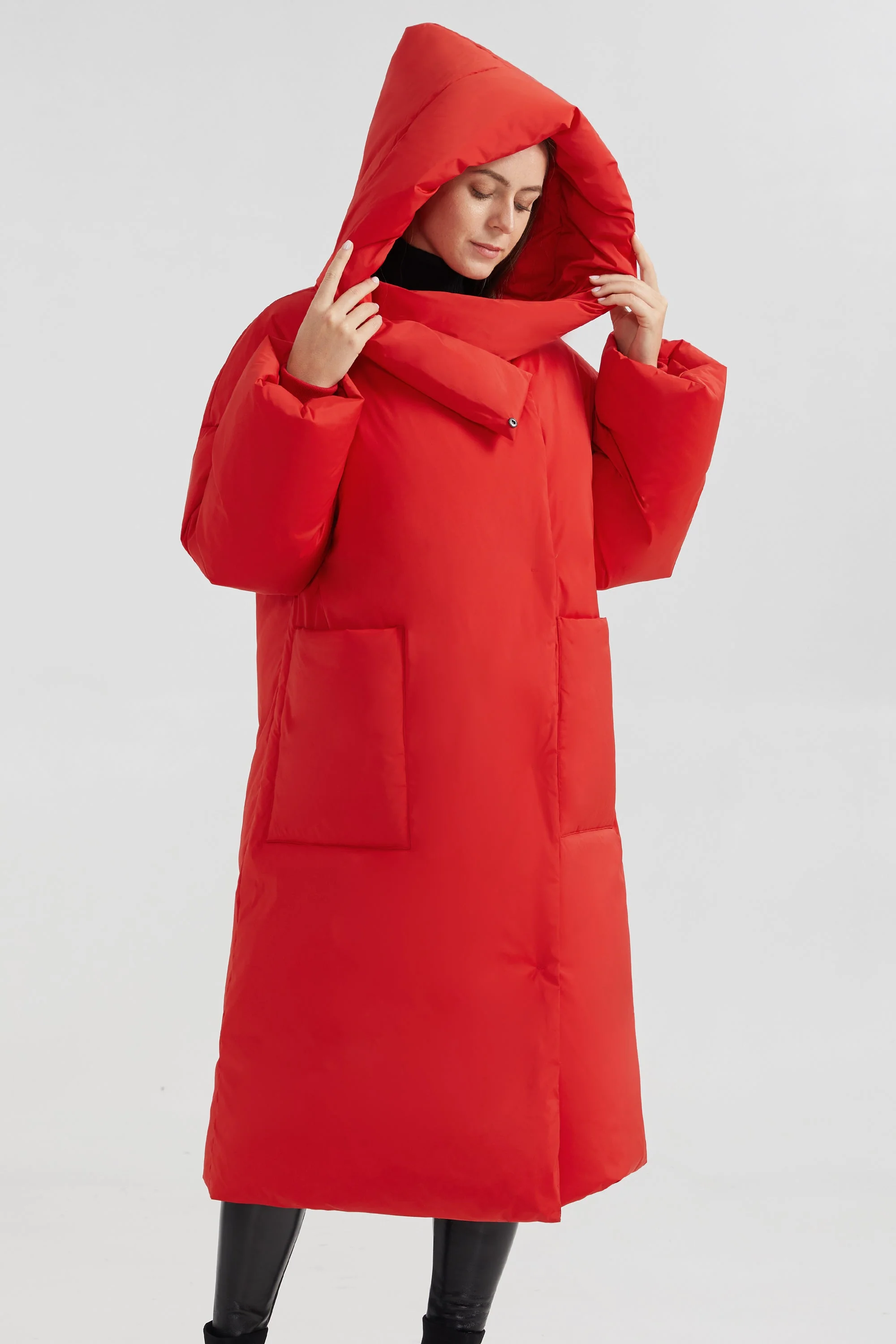Oversized Long Puffer Down Coat with Hood - Image 2