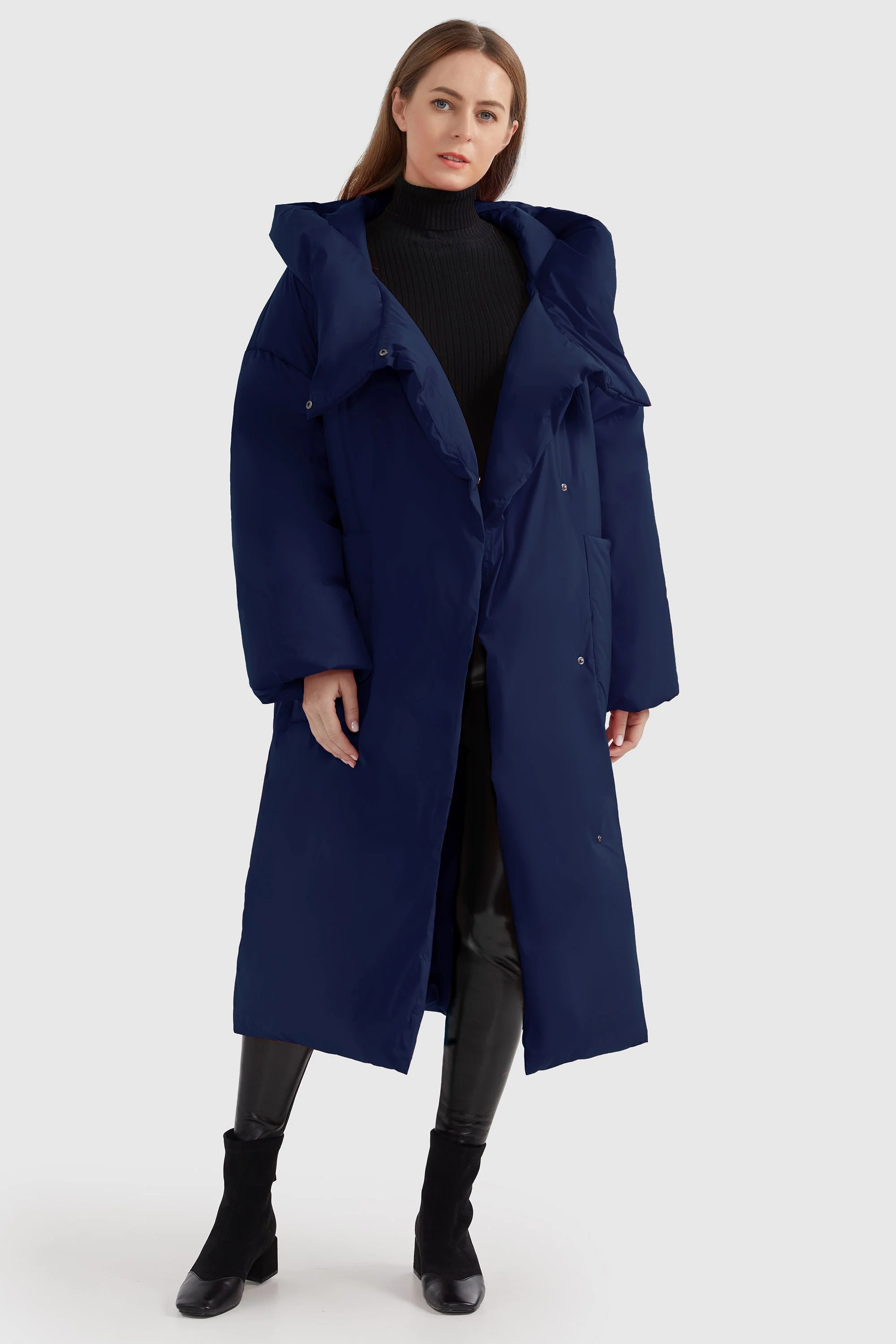 Oversized Long Puffer Down Coat with Hood - Image 5