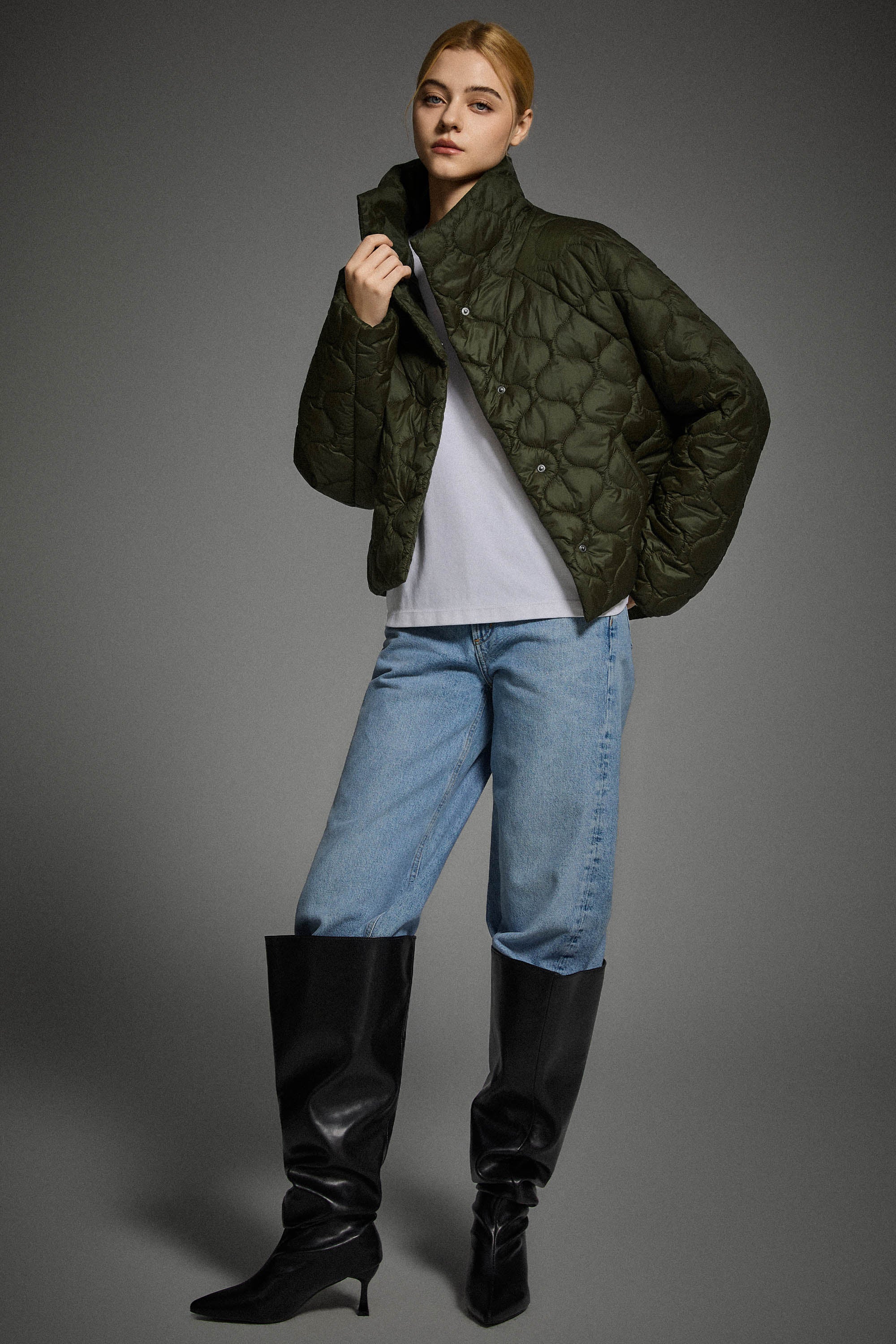 Oversized Quilted Raglan Sleeve Lightweight Jacket