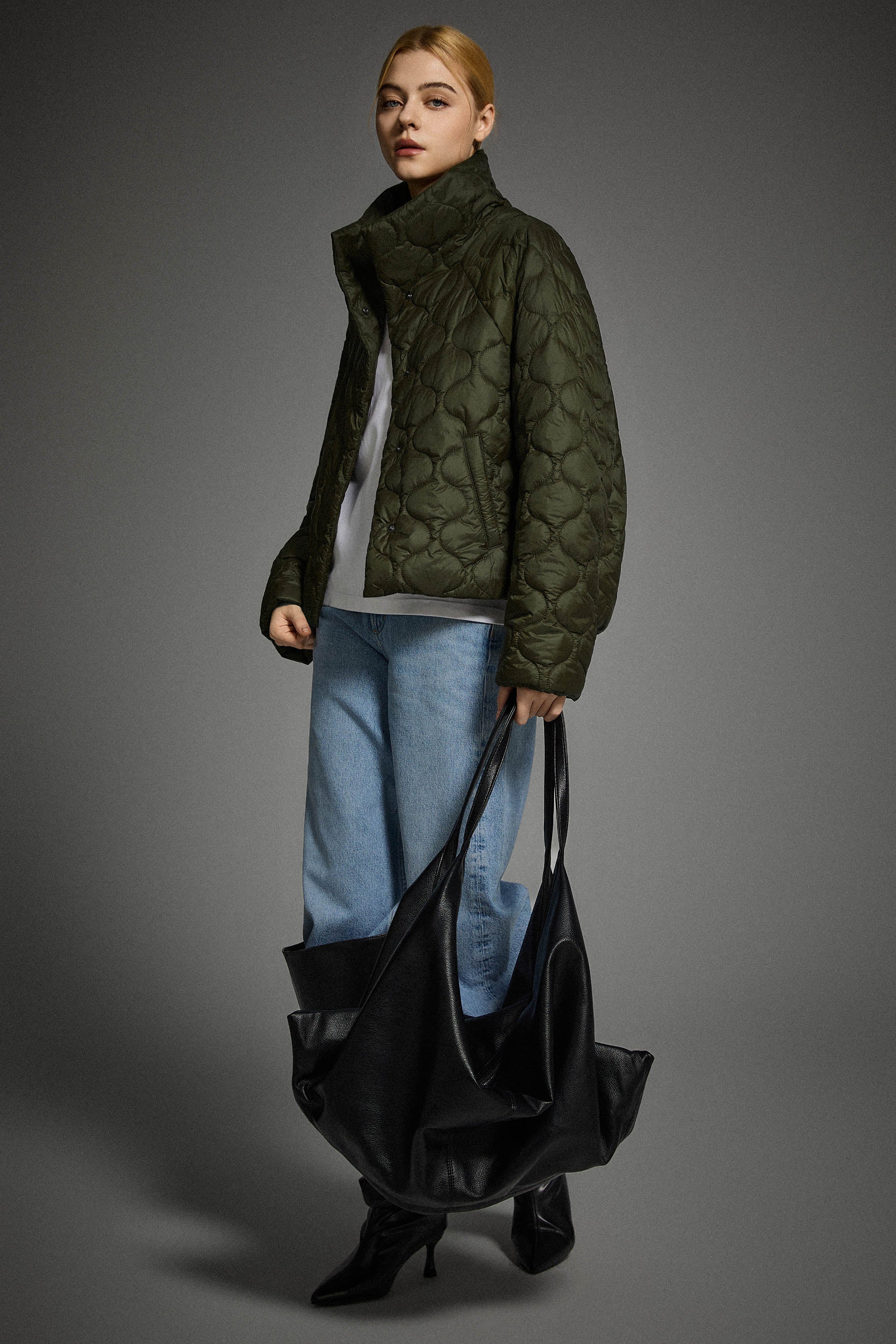 Oversized Quilted Raglan Sleeve Lightweight Jacket - Image 6