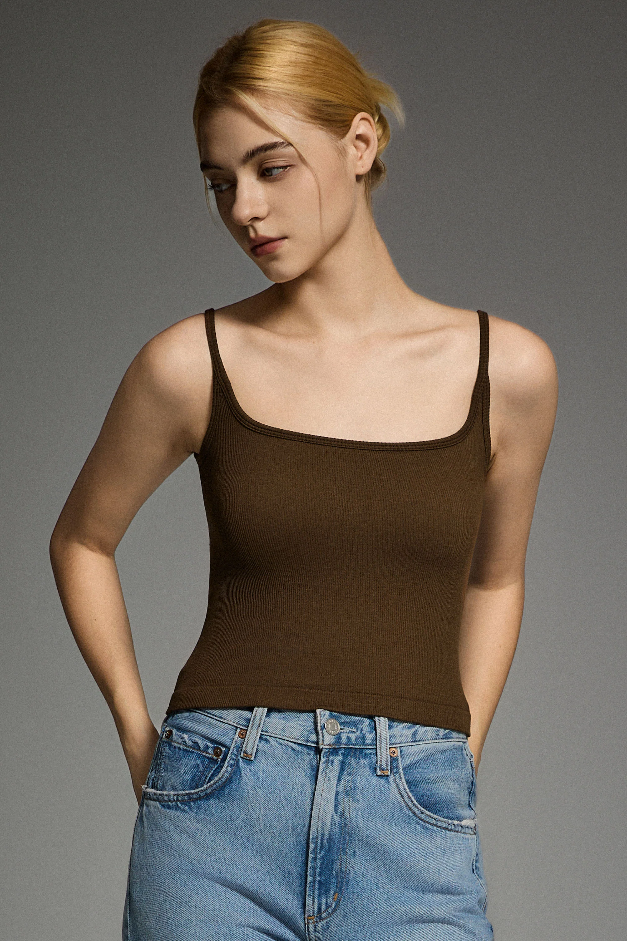 Padded Ribbed Square Neck Tank - Image 22
