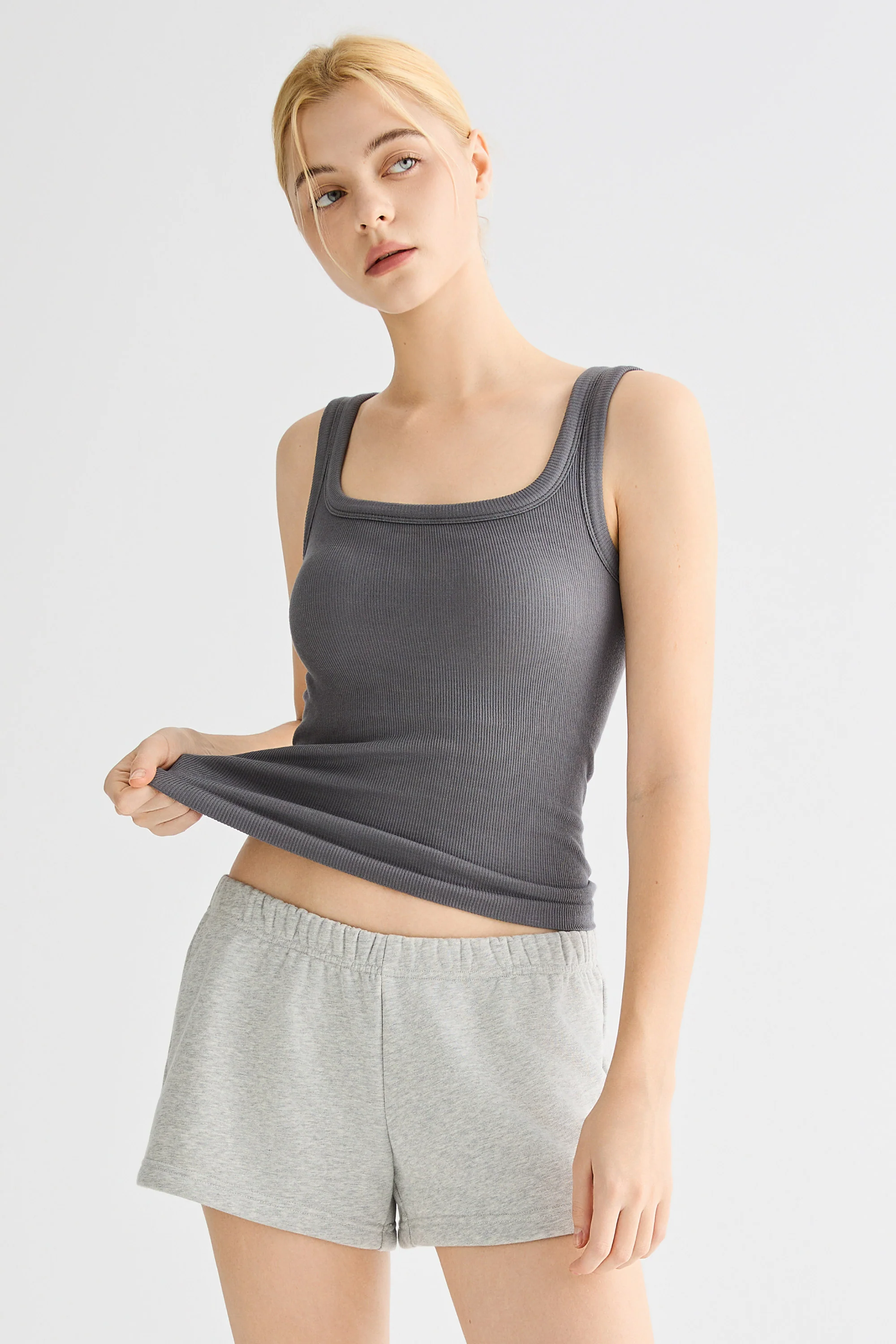 Padded Ribbed Wide-Strap Crew Tank - Image 26
