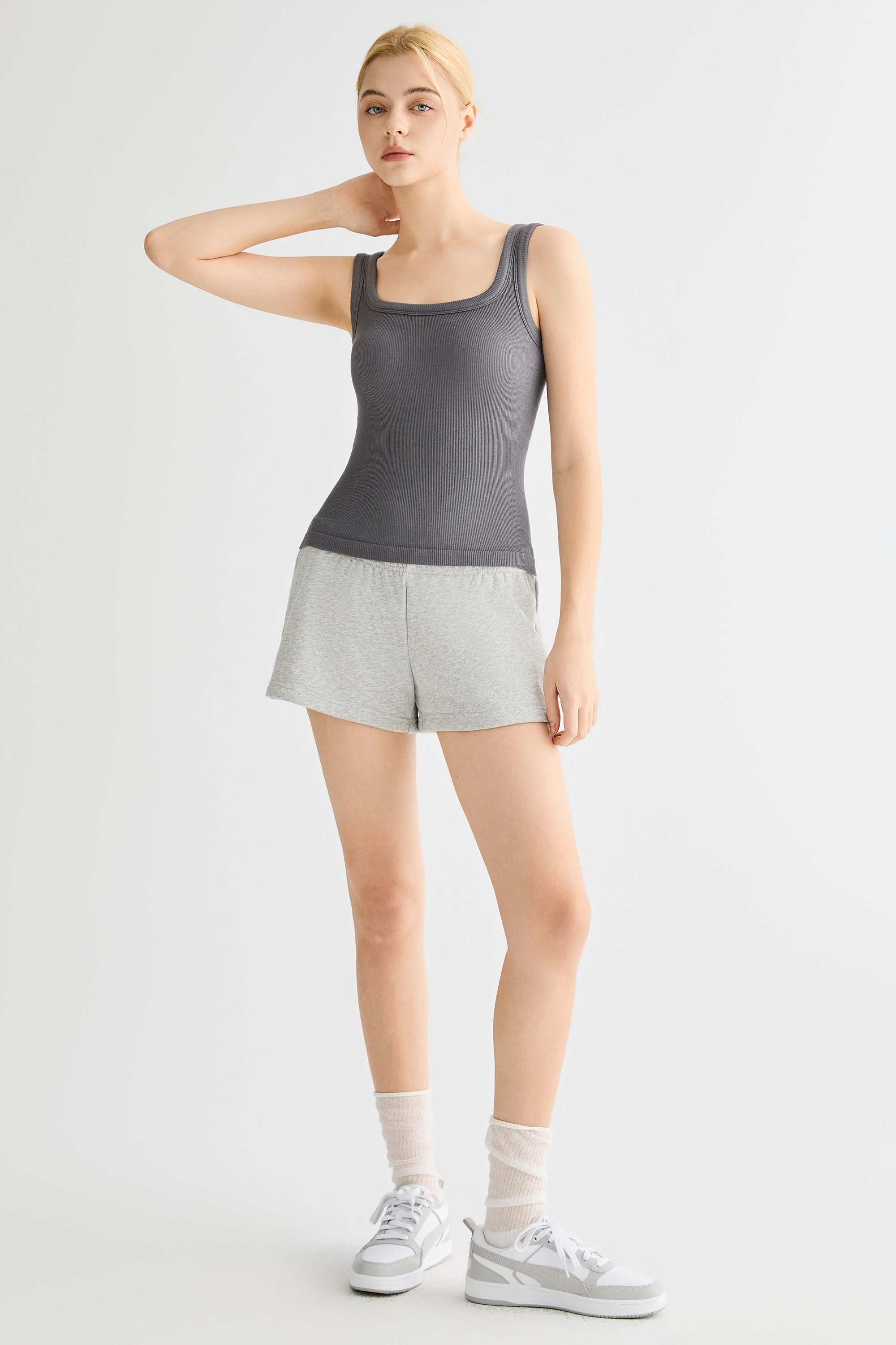 Padded Ribbed Wide-Strap Crew Tank - Image 27