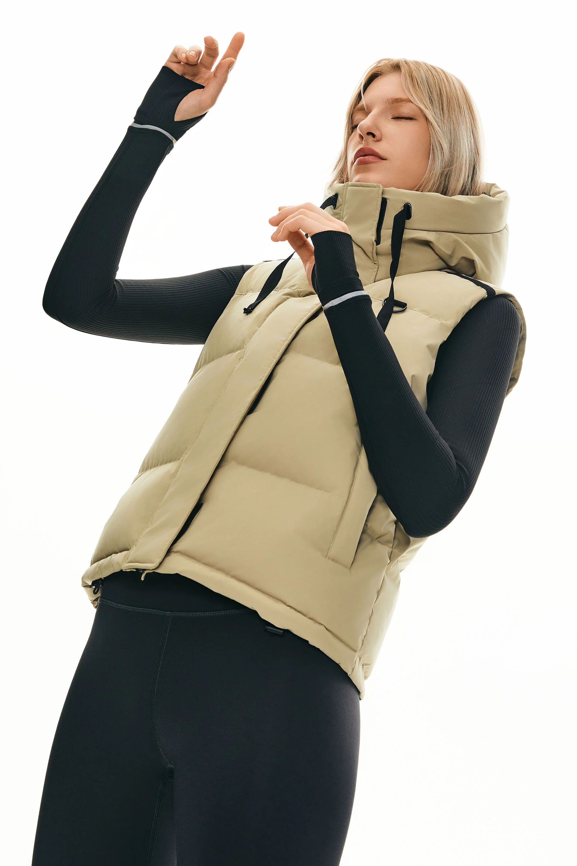 Puffer Down Vest Hooded Cropped Zip Up - Image 9