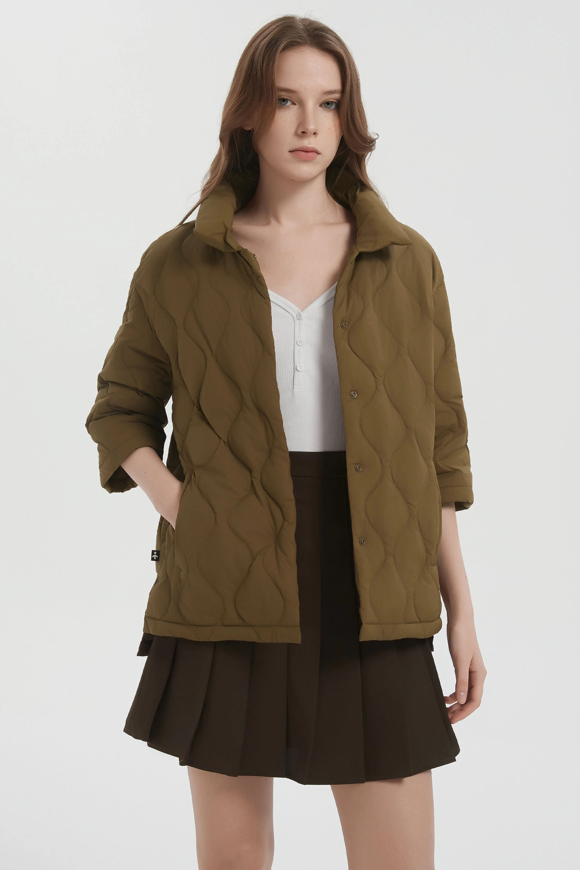 Down Puffer Jacket Three-quarter Sleeves Lightweight Oversized - Image 17