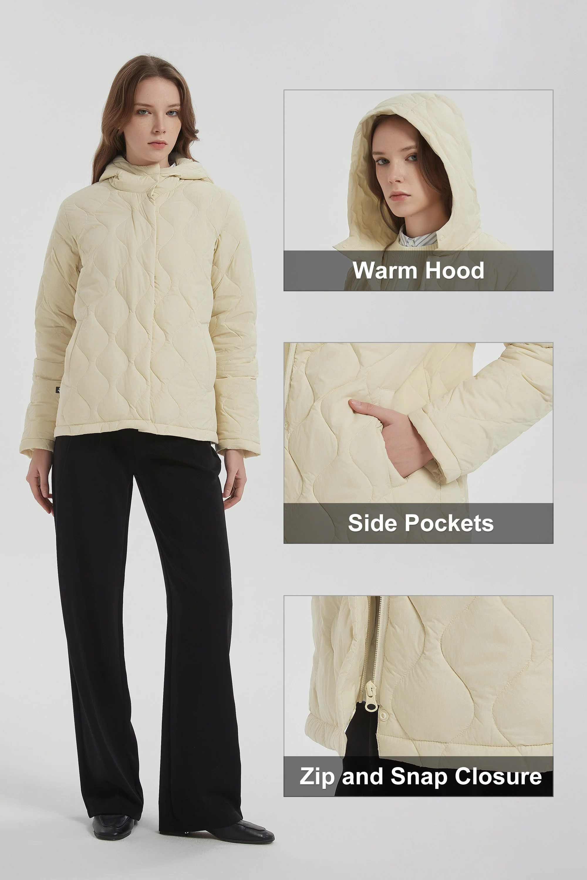 Quilted Down Jacket Lightweight Hooded - Image 10