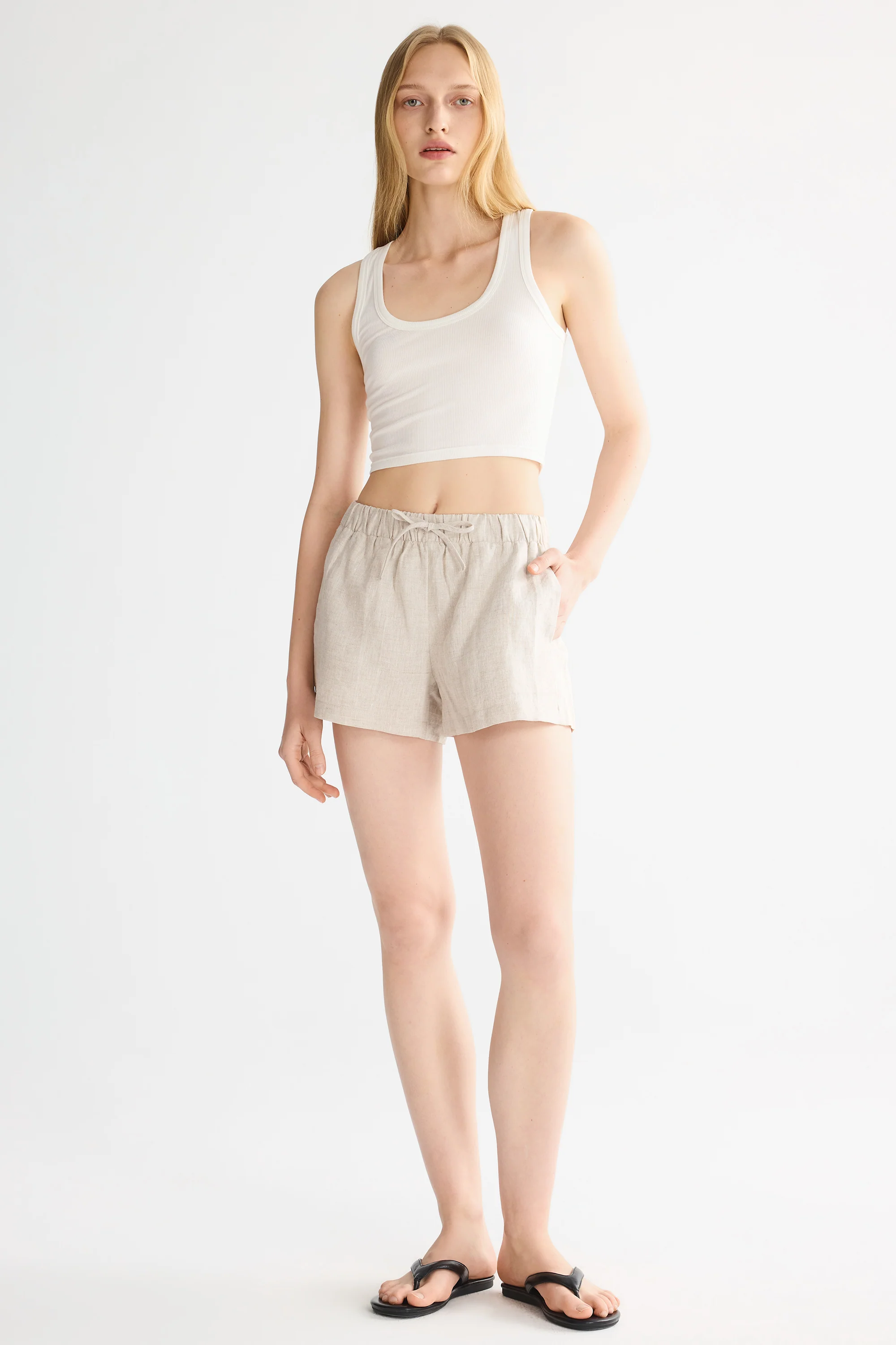 Relaxed Linen Drawstring Shorts - Image 4