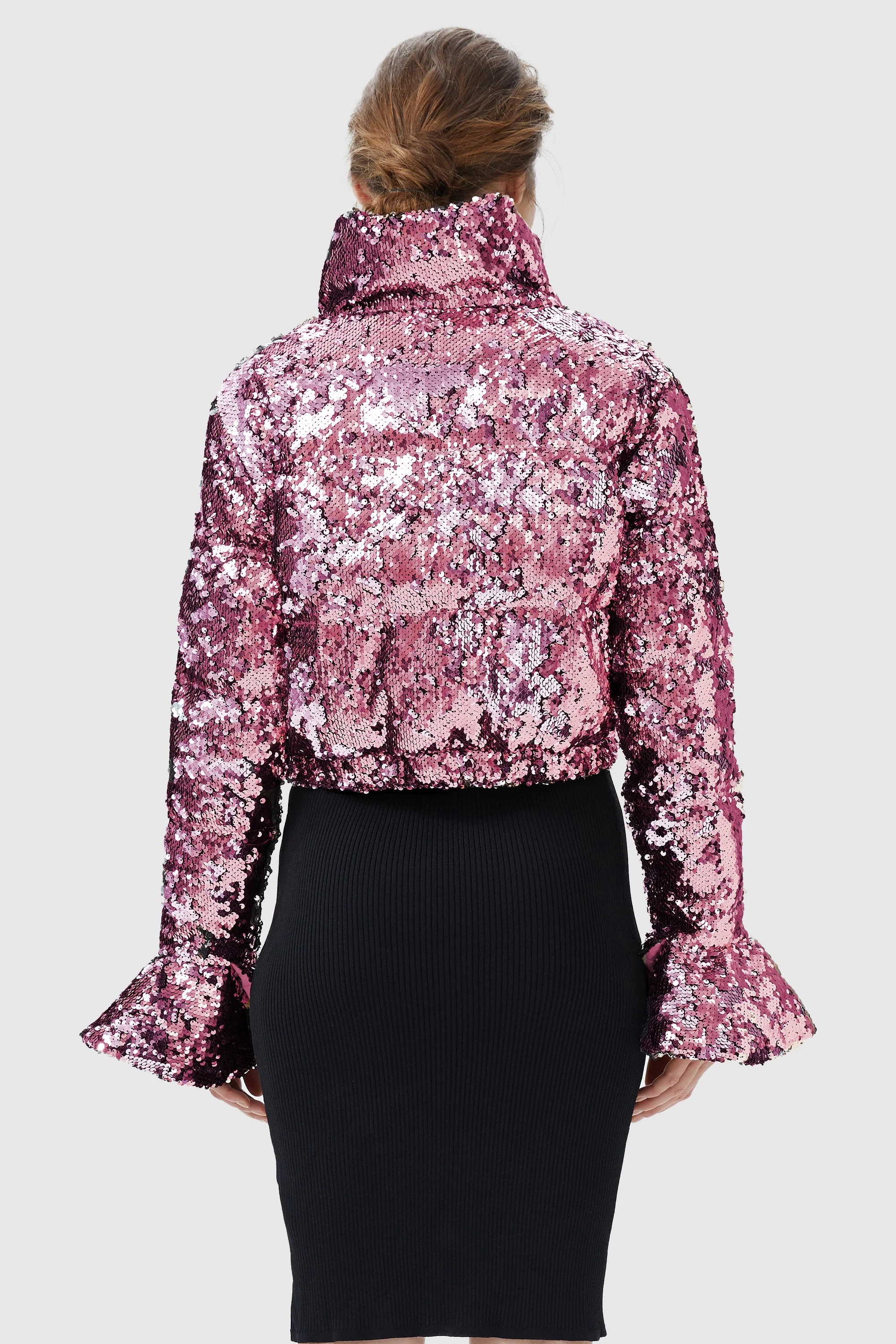 Sequin Fashion Petite Down Jacket with Stand Collar - Image 18