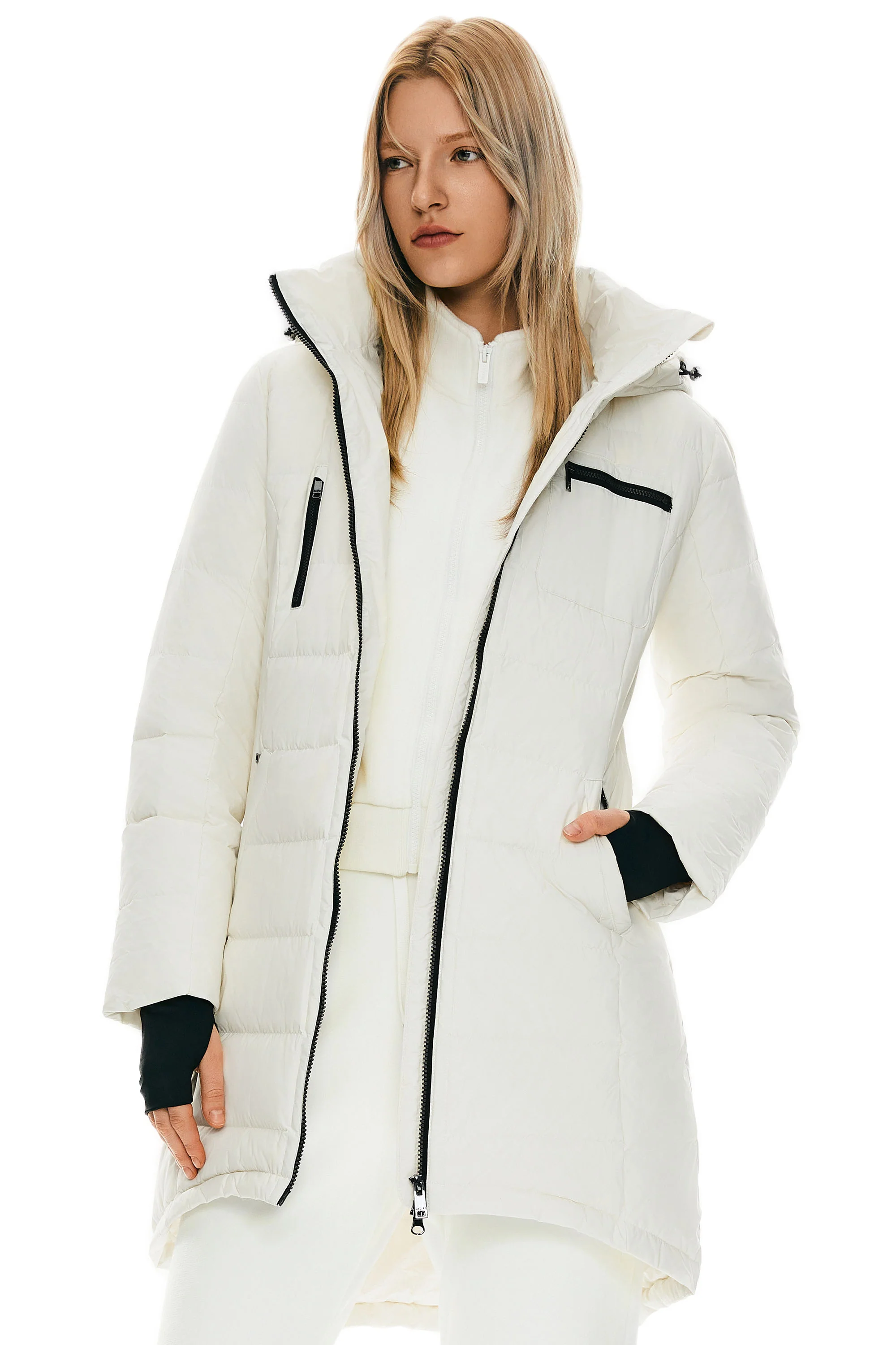 Slant Pocket Zip up Puffer Down Coat - Image 18