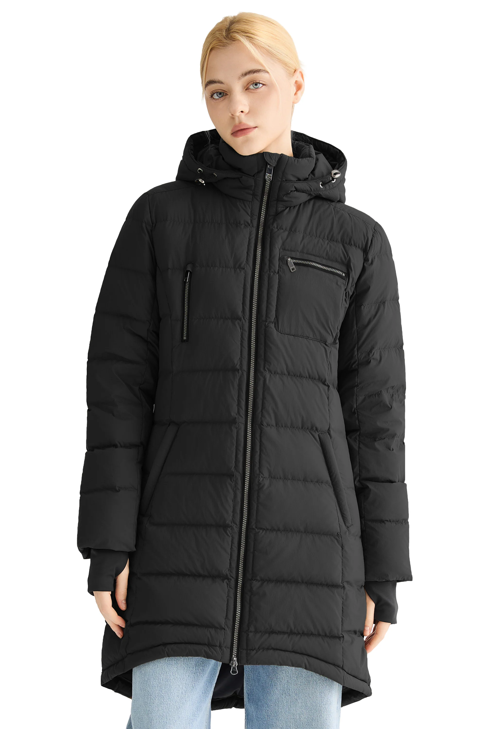 Slant Pocket Zip up Puffer Down Coat - Image 21