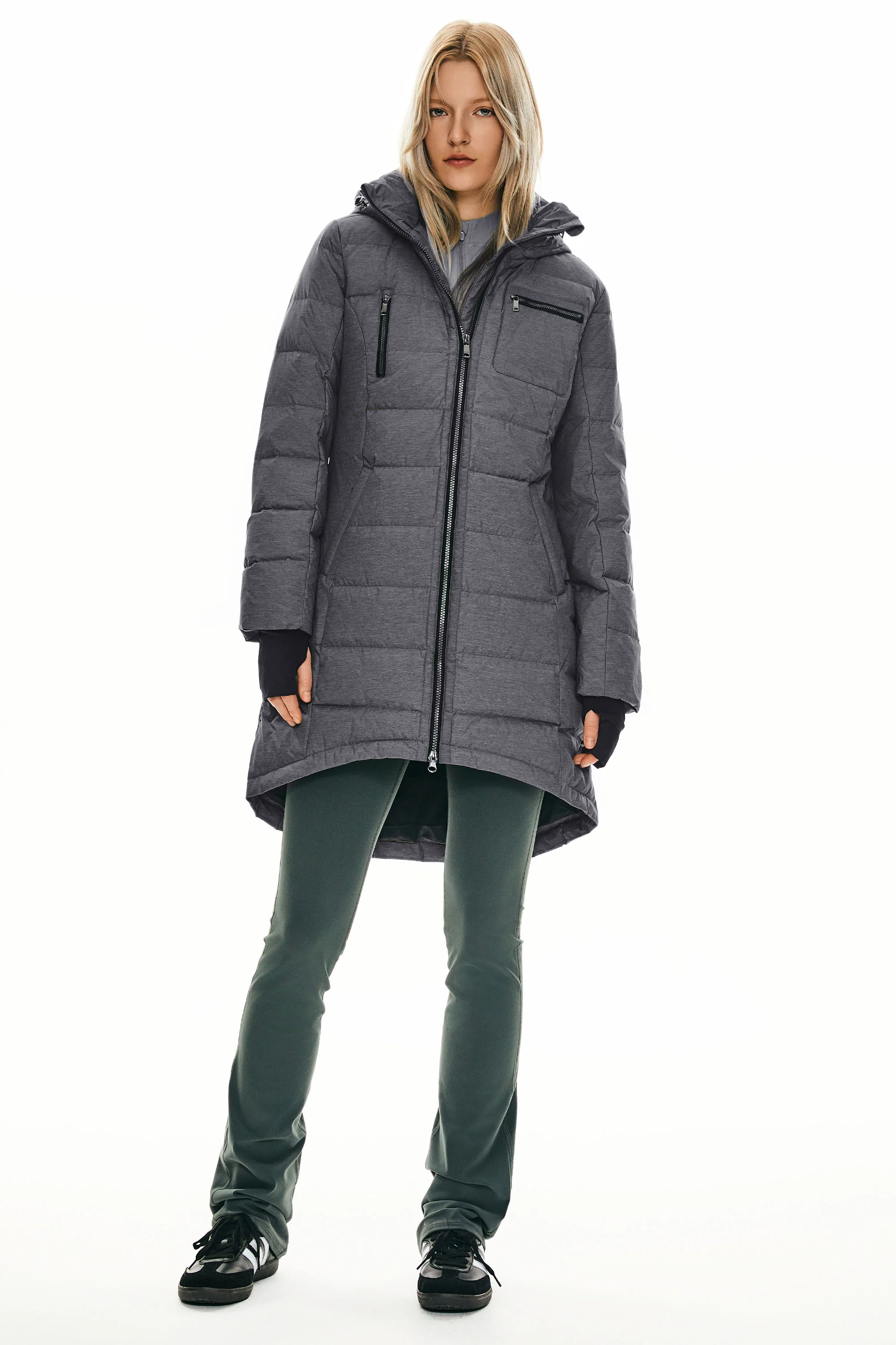 Slant Pocket Zip up Puffer Down Coat - Image 47