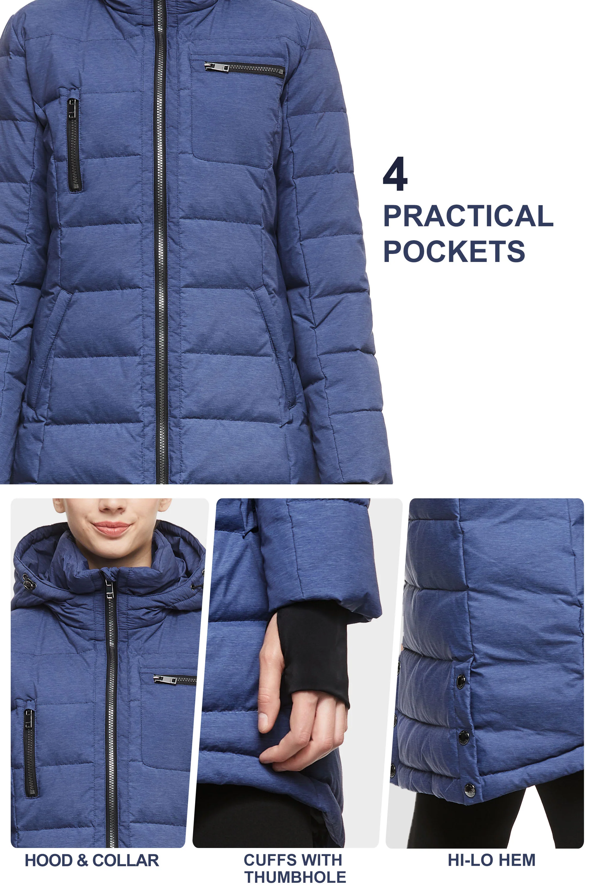Slant Pocket Zip up Puffer Down Coat - Image 59