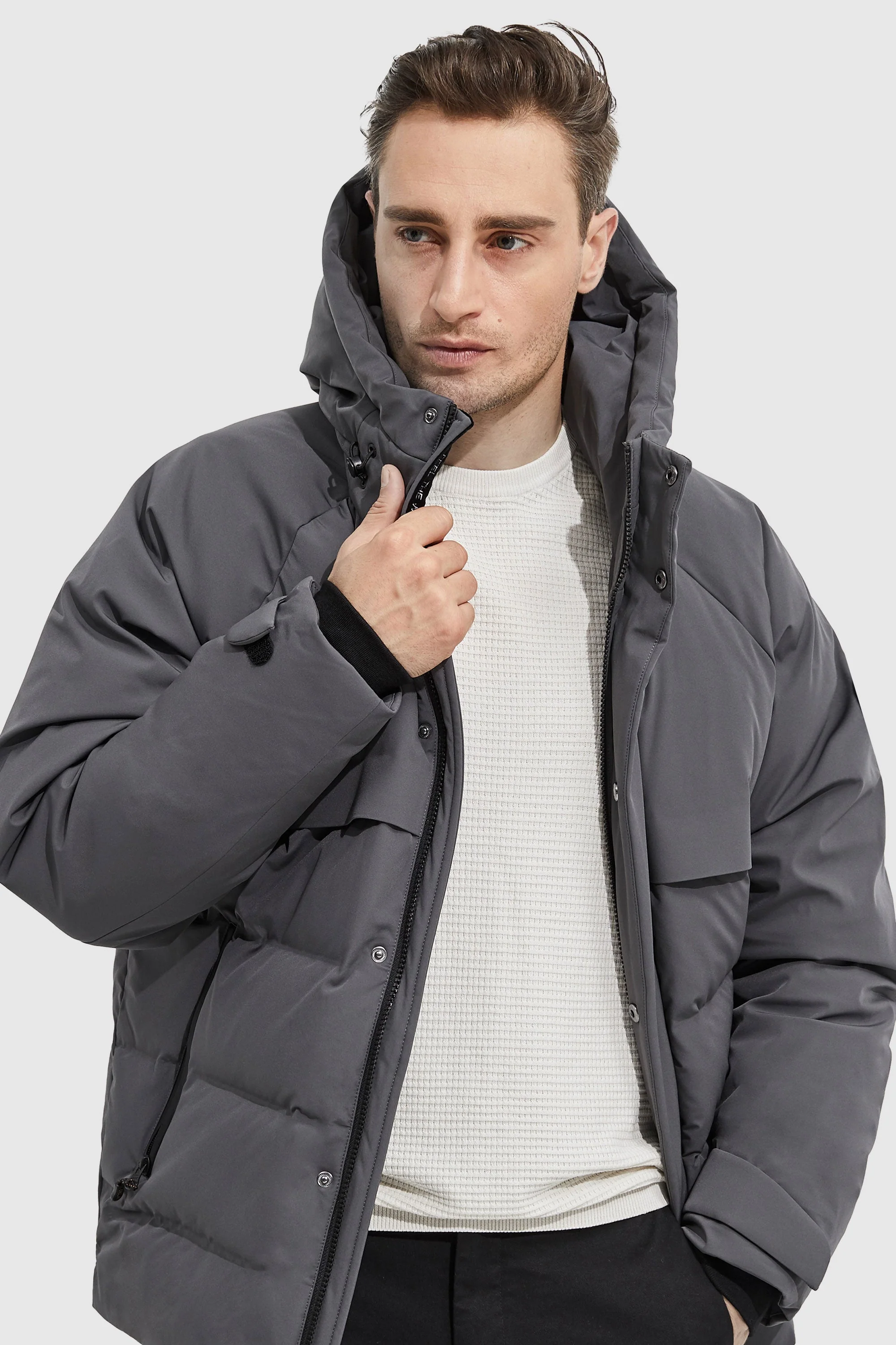 Winter Hood Ribbed Cuff Down Jacket - Image 12