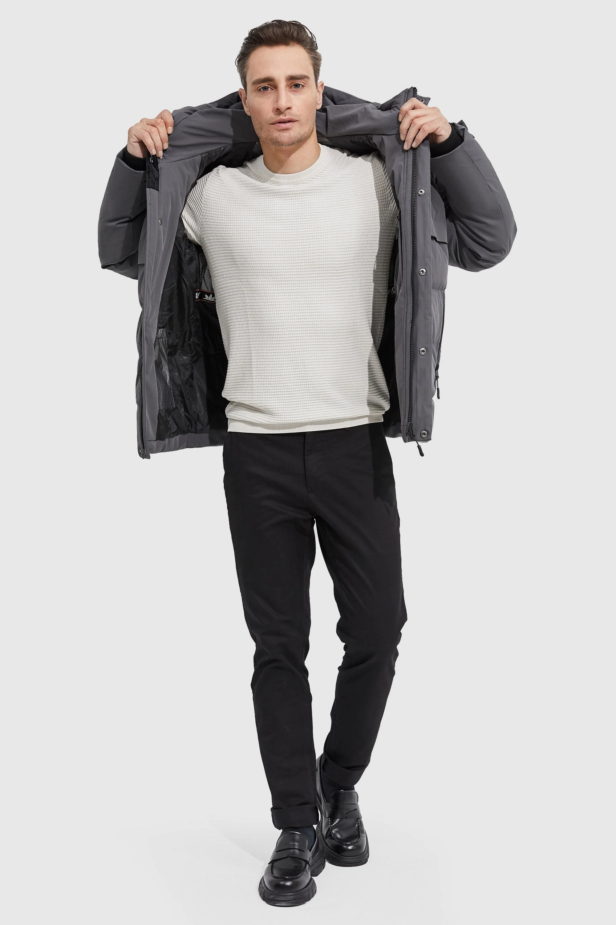 Winter Hood Ribbed Cuff Down Jacket - Image 9
