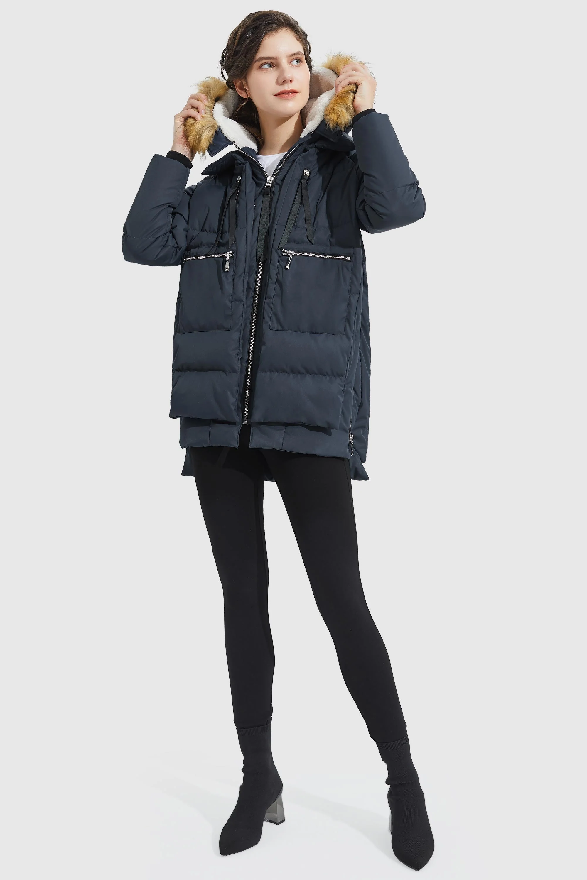 092 Universe® Thickened Down Jacket with Faux Fur Hood - Image 36