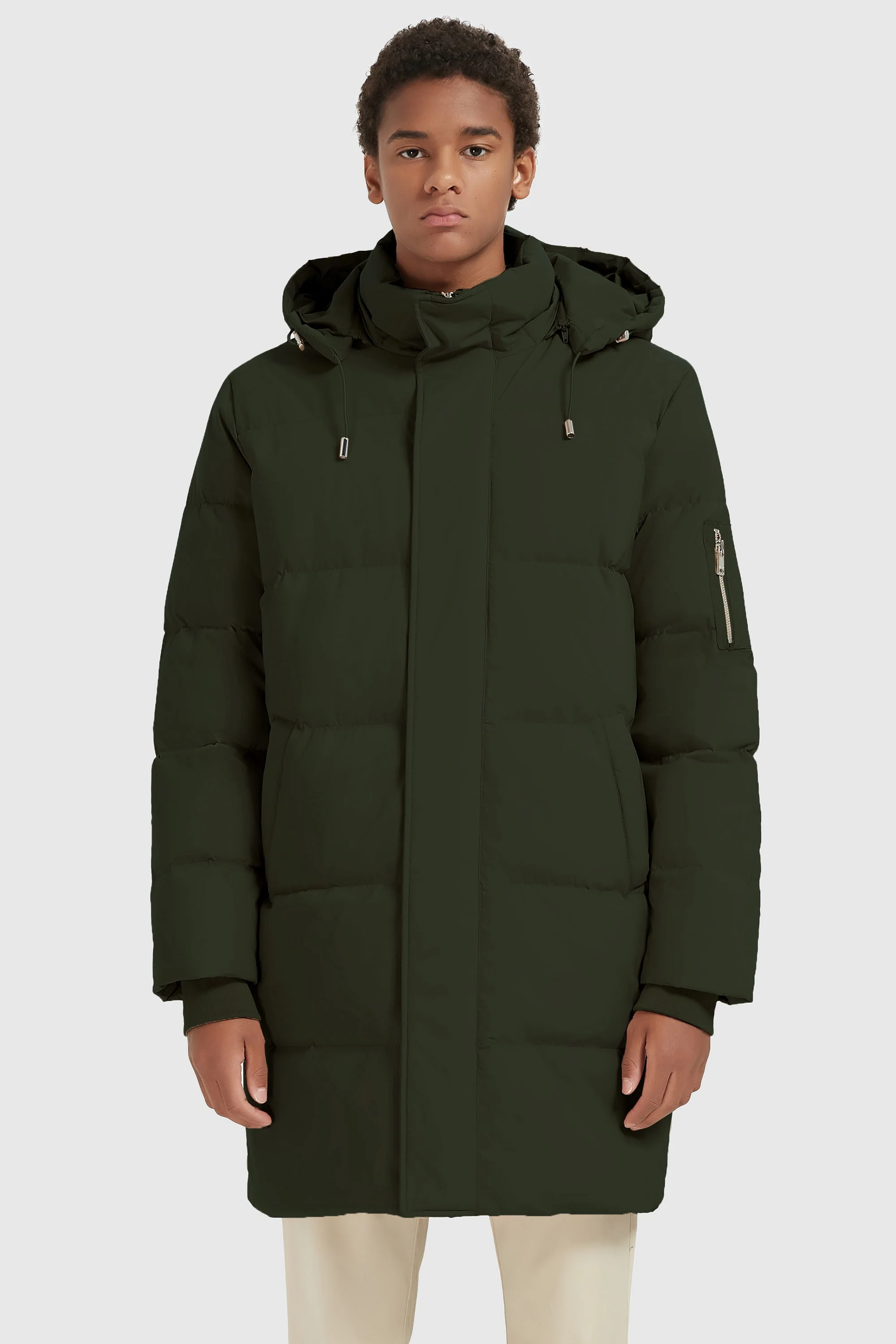 Zip Up Snap Button Thickened Down Jacket - Image 10